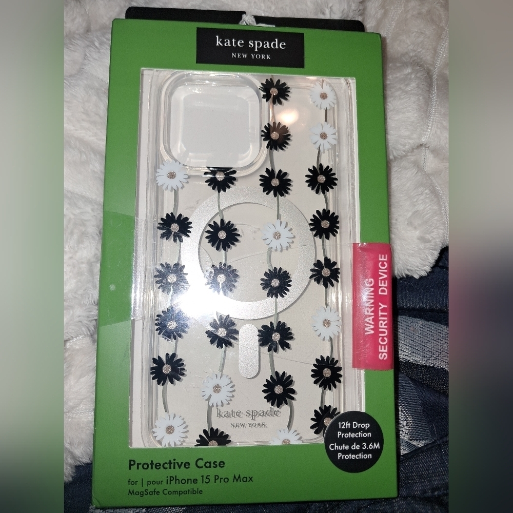 Kate Spade Black and White Floral iPhone 15 Pro Max Case
